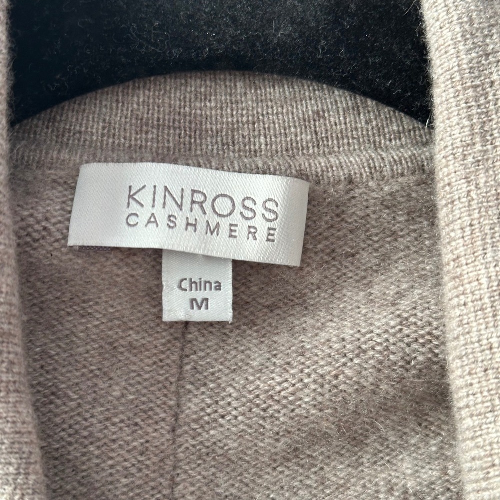 Kinross Cashmere Sweater Blazer Jacket Taupe Brown 100% Cashmere Womens Medium - Picture 3 of 7